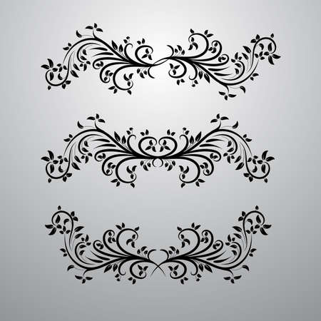 Vintage decor elements vector set. Vector wicker lines. Floral calligraphic elegant ornamentのイラスト素材