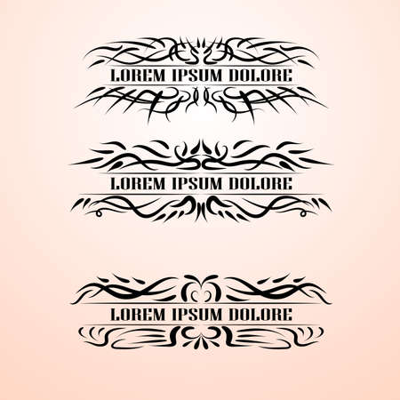 Vintage decor elements vector set. Wicker lines calligraphic elegant ornament. Restaurant Menu, Quotes, Greeting cards, Certificate and other.のイラスト素材