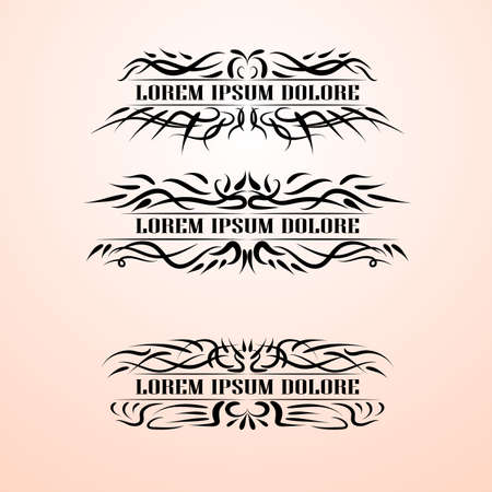 Vintage decor elements vector set. Wicker lines calligraphic elegant ornament. Restaurant Menu, Quotes, Greeting cards, Certificate and other.のイラスト素材