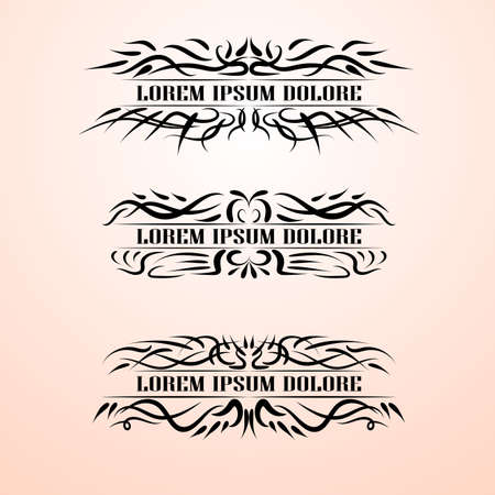 Vintage decor elements vector set. Wicker lines calligraphic elegant ornament. Restaurant Menu, Quotes, Greeting cards, Certificate and other.のイラスト素材