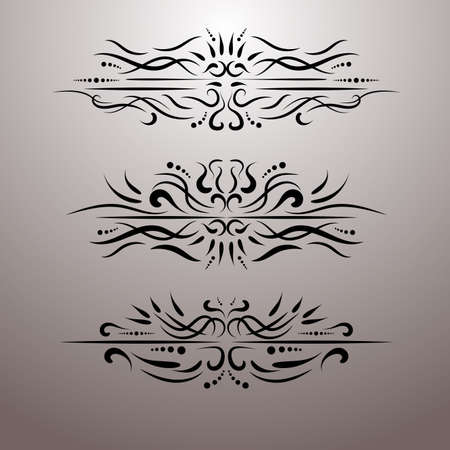 Vintage decor elements vector set. Wicker lines dividers. Floral calligraphic elegant ornamentのイラスト素材
