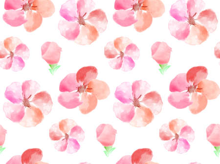 Seamless Watercolor floral pattern. Vector Flower Patternのイラスト素材