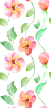 Seamless Watercolor floral pattern. Vector Flower Patternのイラスト素材