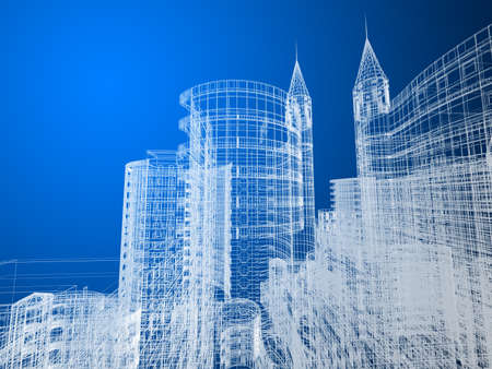 Abstract architecture background 3D illustrationの写真素材