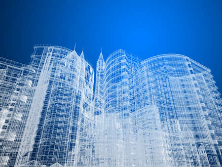 Abstract architecture background 3D illustrationの写真素材