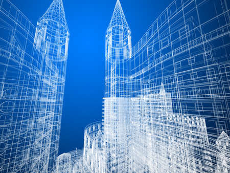 Abstract architecture background 3D illustrationの写真素材