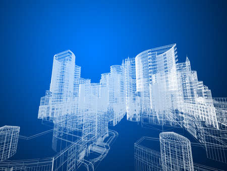 Abstract architecture background 3D illustrationの写真素材