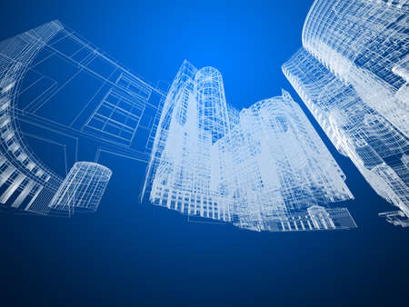 Abstract architecture background 3D illustrationの写真素材