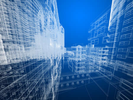 Abstract architecture background 3D illustrationの写真素材