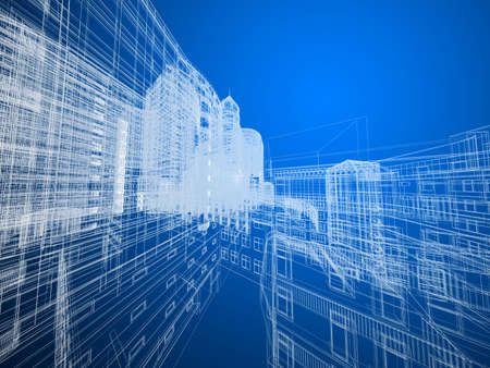 Abstract architecture background 3D illustrationの写真素材