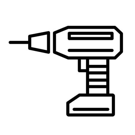 Cordless screwdriver linear style icon. Vector illustration isolated on white backgroundのイラスト素材