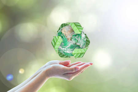 Waste recycle management, eco friendly, energy saving awareness month conceptの写真素材