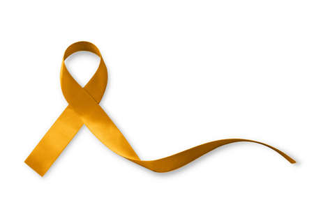 Gold ribbon symbolic color for Childhood cancer awarenessの写真素材