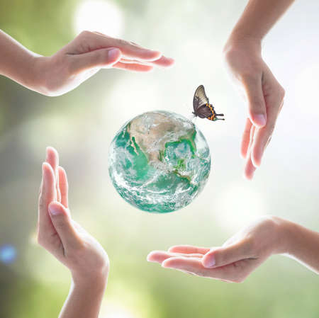 Earth day and saving green world with environmental protection concept:の写真素材