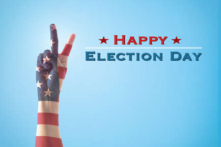 Happy election day with Isolated  V shape hand sign for voting on USA election dayの写真素材
