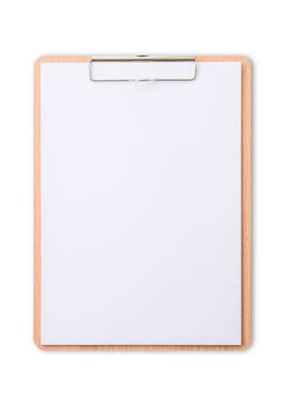 Clip note pad mock up with blank A4 size white page paper  isolated on white background with...