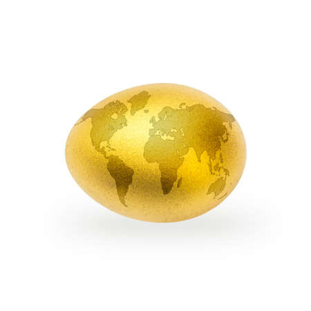 Golden egg opportunity with retirement planning concept with world map patternの写真素材