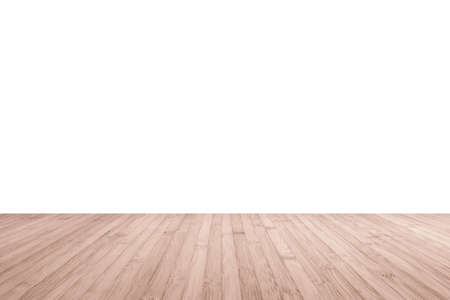 Wood floor in red brown with empty white wall background texture