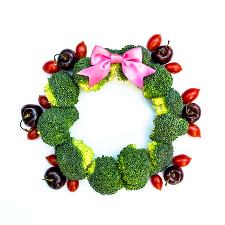 Happy new year & merry christmas colorful decorative veggie art and craftの写真素材