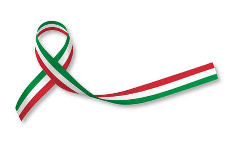 National flag ribbon pattern on white background for Italy nation support or Mexico holiday festival in Cinco de Mayoの写真素材