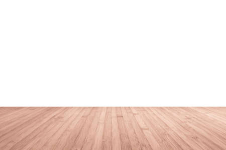 Wood floor in red brown with empty white wall background textureの写真素材