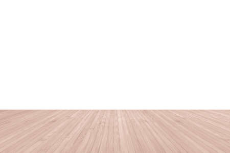 Wood floor in red brown texture with white wall room backgroundの写真素材