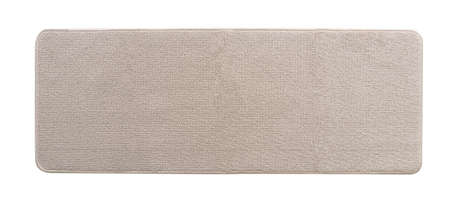 Carpet rug floor mat in beige color  on white background in long rectangular shape flat lay from top view for kitchen flooring mock-up and door mat rug mockup templateの写真素材