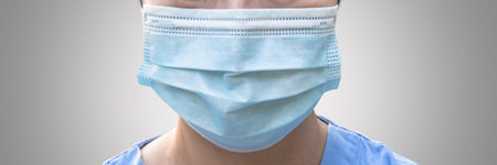 Medical face mask for covid-19, coronavirus, virus infection prevention and hygience safety protection for doctor, surgical surgeon and nurse and staff in hospitalの写真素材