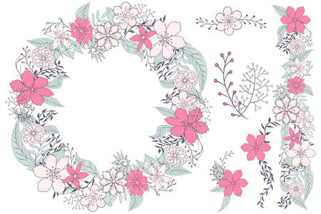Cute floral vector elements for design cardsの写真素材