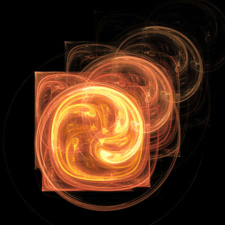 Fractal twisted flame glow on abstract box digital art backgroundの写真素材