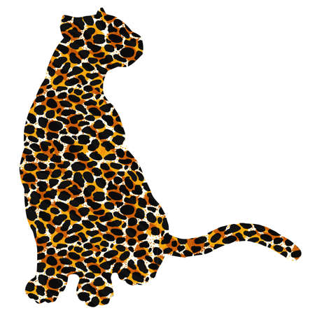 Drawn jaguar, leopard, wild cat, panther coloured silhouetteの写真素材