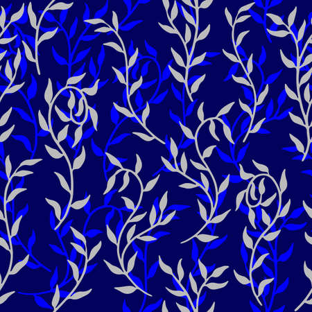 Liana spreads blue leaves creeper seamless pattern background vectorのイラスト素材