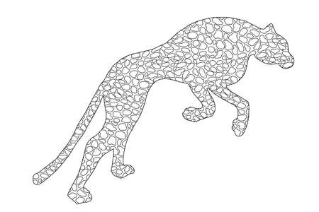 Drawn jaguar, leopard, wild cat, panther doodle outline silhouetteのイラスト素材