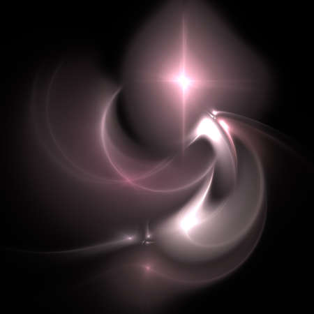 Abstract bright smooth curves on a dark futuristic digital art backgroundの写真素材