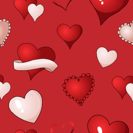 Valentines hearts vector seamless pattern background repetitive textile paintの写真素材