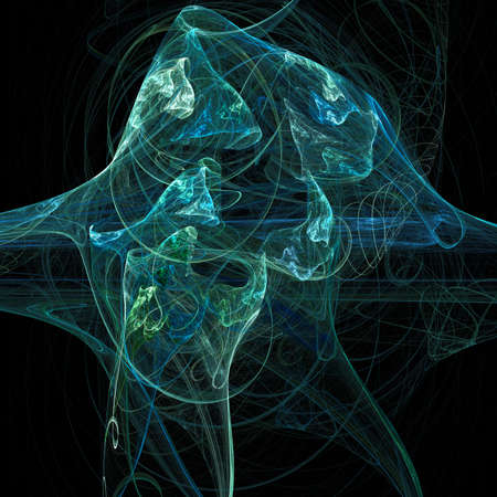 Blue light curl vertigo helix clouds curves futuristic fractal digital artの写真素材