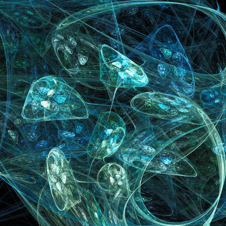 Abstract glowing mushrooms fractal futuristic illustration backgroundの写真素材