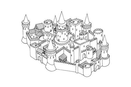 Sketch illustration of old city isolated on white. Vector hand drawn artのイラスト素材