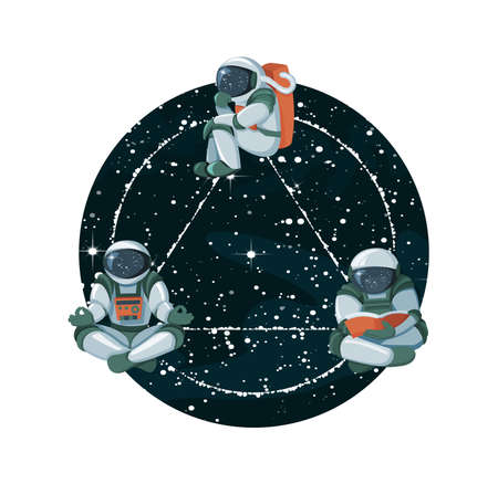 Cosmic knowledge sources reading, analysis and meditation on space with starsのイラスト素材