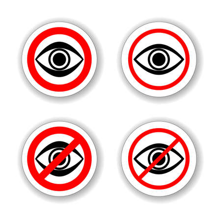 Circle Warinig No Peeping Prohibited Sign Infographics , Sticker, Icon or Labelのイラスト素材