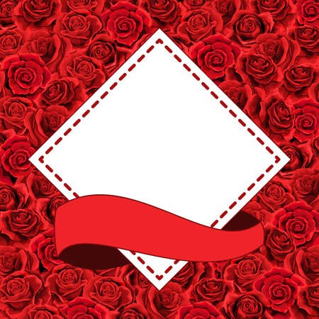 Elegant red roses floral bouquet as frame. Vector summer border designのイラスト素材