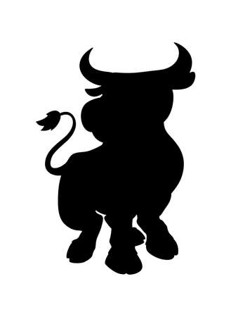 Bull horned animal silhouette farm icon. Isolated flat illustrationのイラスト素材