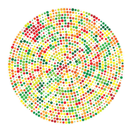 Rainbow colored abstract circle made of dots in radial arrangementのイラスト素材