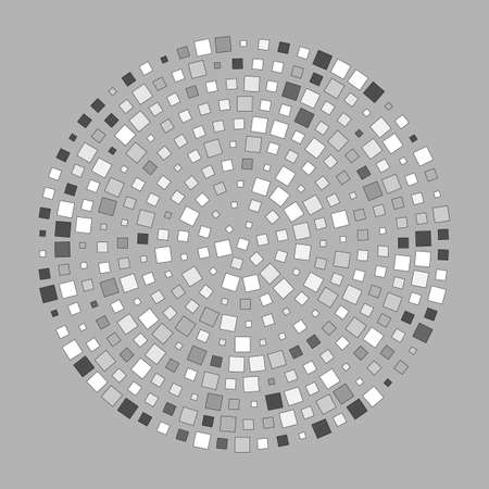 Grayscale colored abstract shapes made of dots in radial arrangementのイラスト素材
