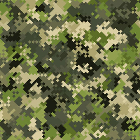 Military camouflage seamless pattern. Woodland digital pixel style.のイラスト素材