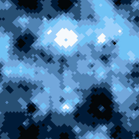 Black, blue and white halftones camouflage seamless vector background texture. Abstract urban, army...