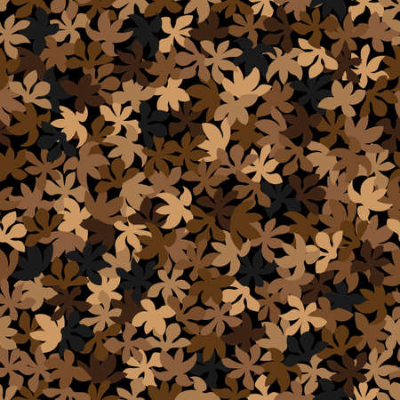 Seamless brown and beige colored leaf pattern.のイラスト素材