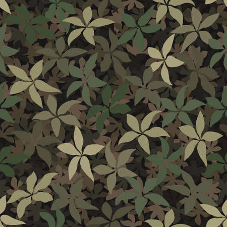Seamless brown and khaki colored leaf pattern. Vector vintage autumn textureのイラスト素材