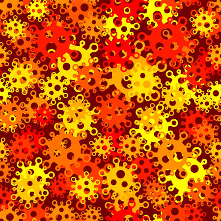 A lot of bright glowy biology cells, bacterias and virus seamless patternのイラスト素材