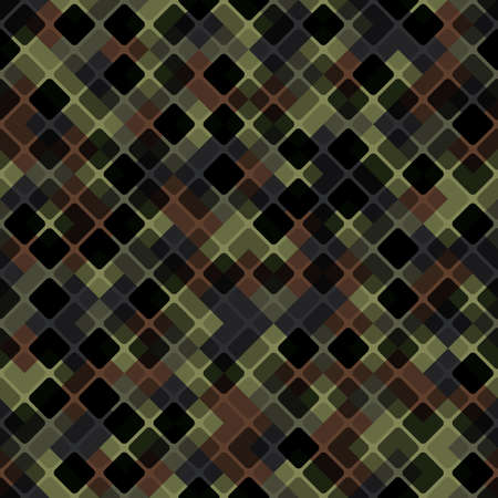 Vector patchwork background with brown khaki and olive tiles geometric ornament